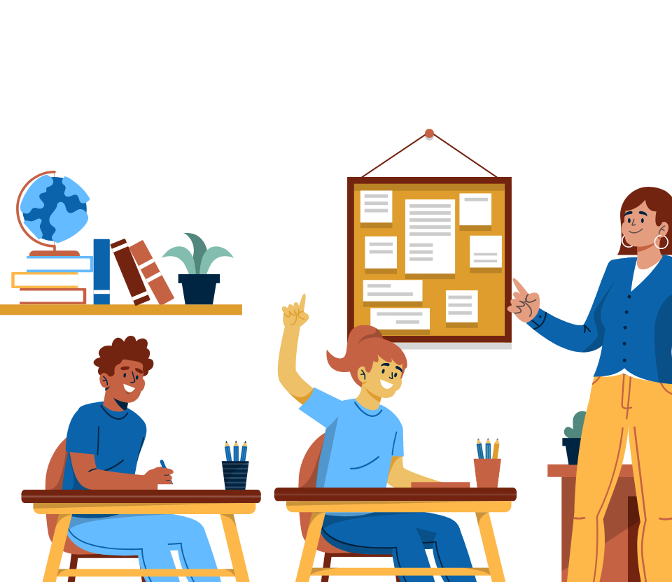 Students and teacher illustration